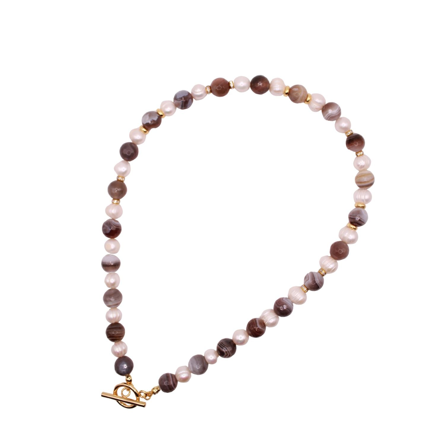 Freshwater Pearl & Botswanan Agate Necklace