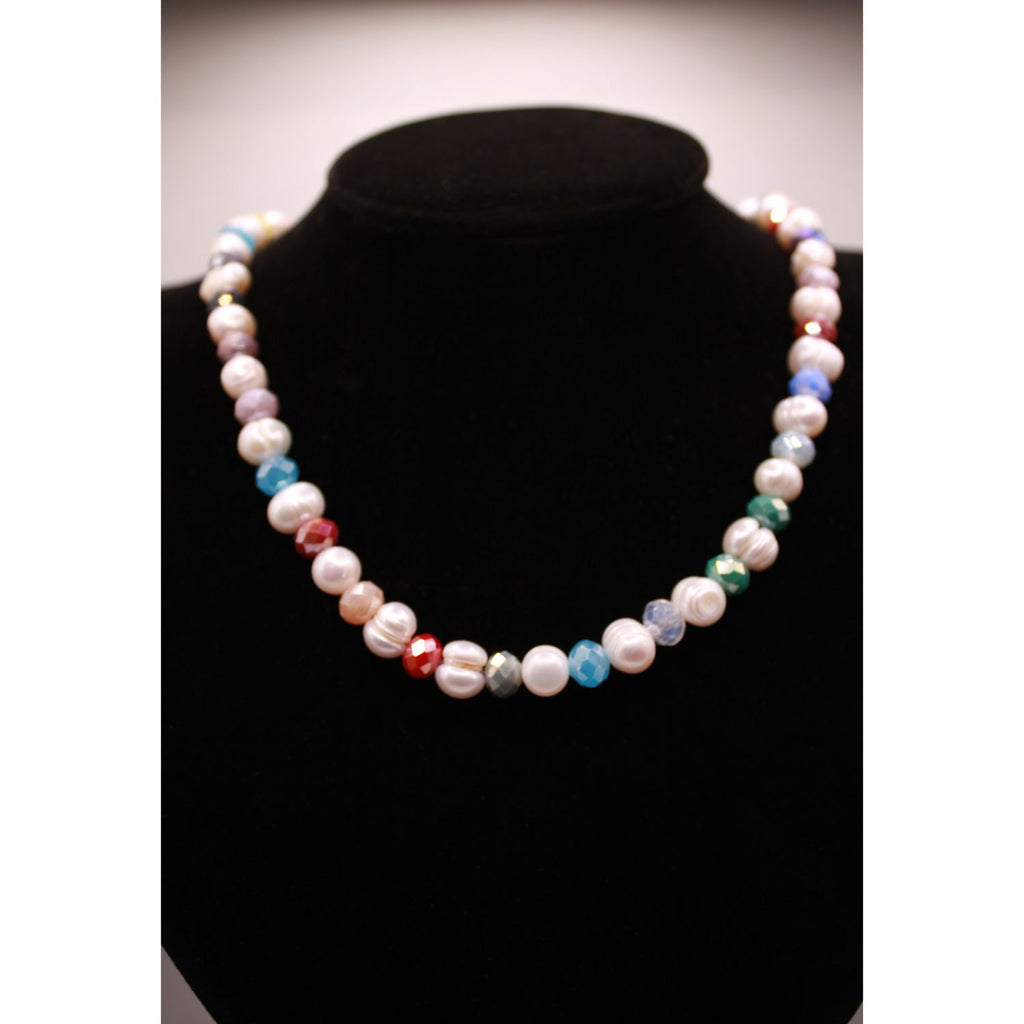 Rainbow Crystal Pearl Necklace