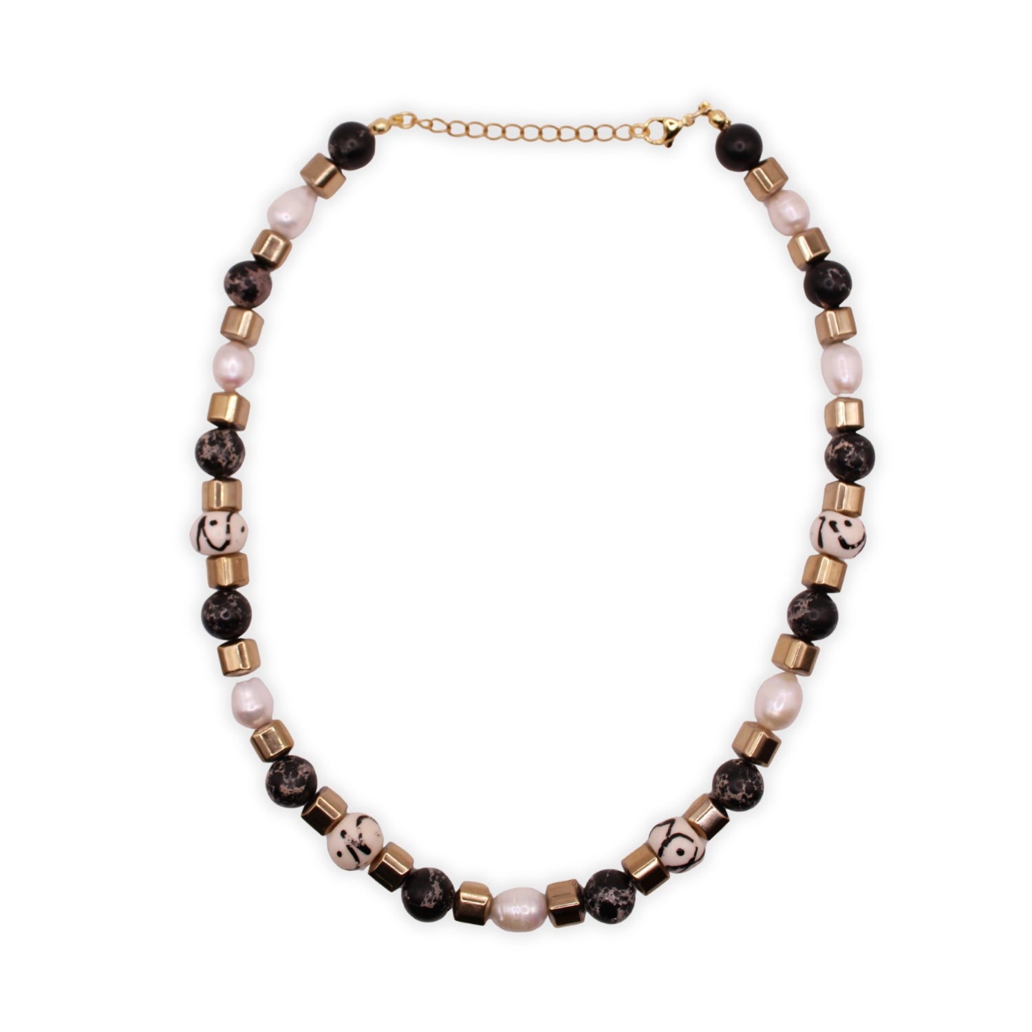 The Grounded Protector Necklace - Hematite, Black Obsidian & Pearl