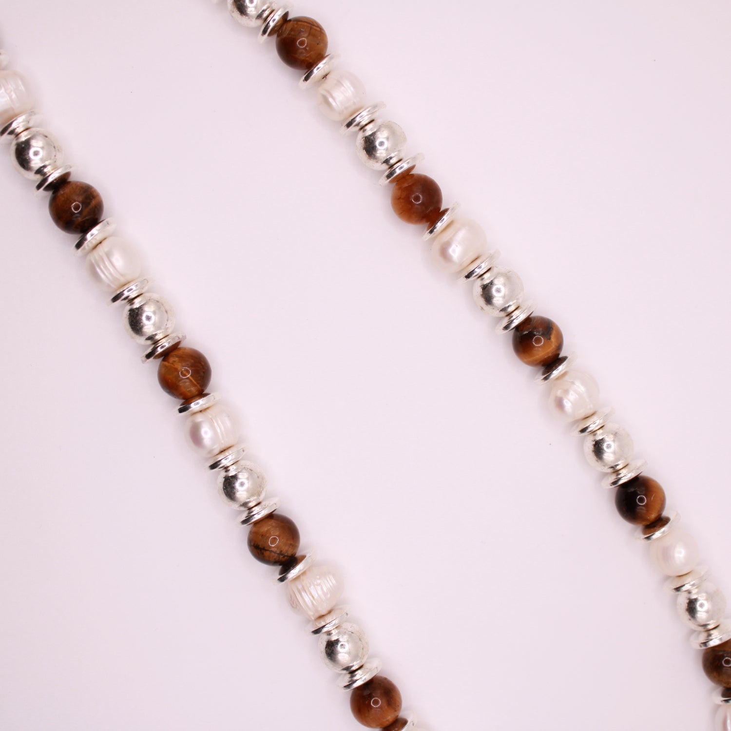 Grounded Grace - Tiger's Eye, Hematite & Pearl Necklace
