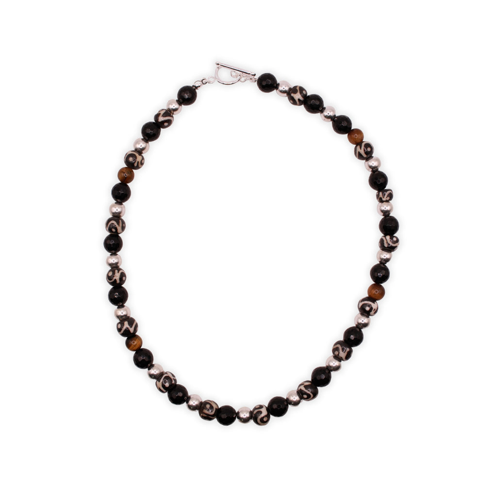 Stable Protector Necklace - Black Obsidian, Hematite & Tiger's Eye