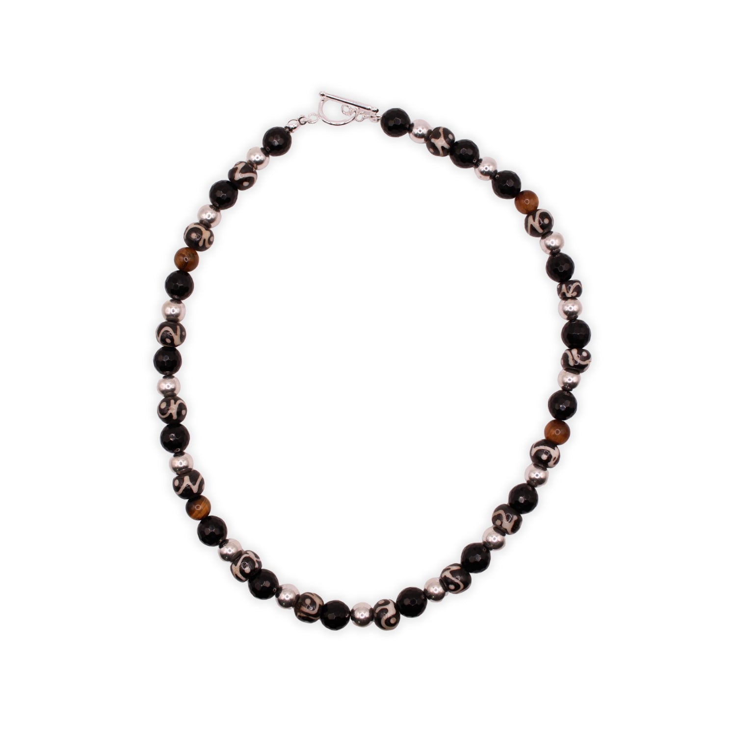 Stable Protector Necklace - Black Obsidian, Hematite & Tiger's Eye