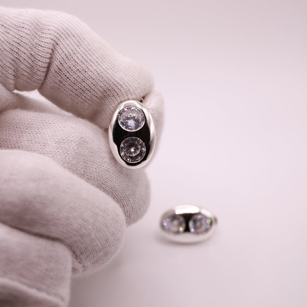 Luno Vertical Two-Stone Bezel Studs