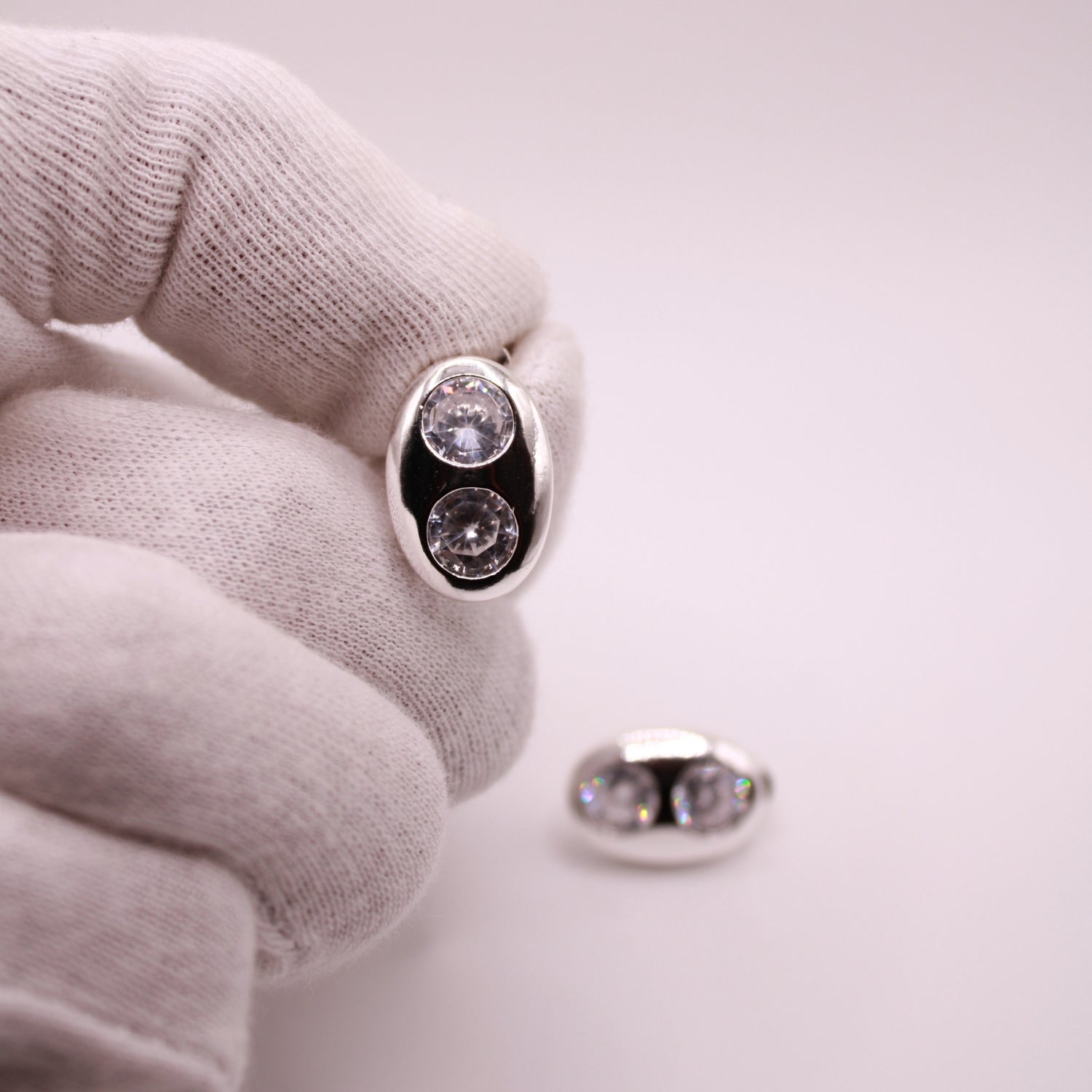 Luno Vertical Two-Stone Bezel Studs