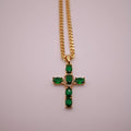 Emerald Cross Pendant Necklace