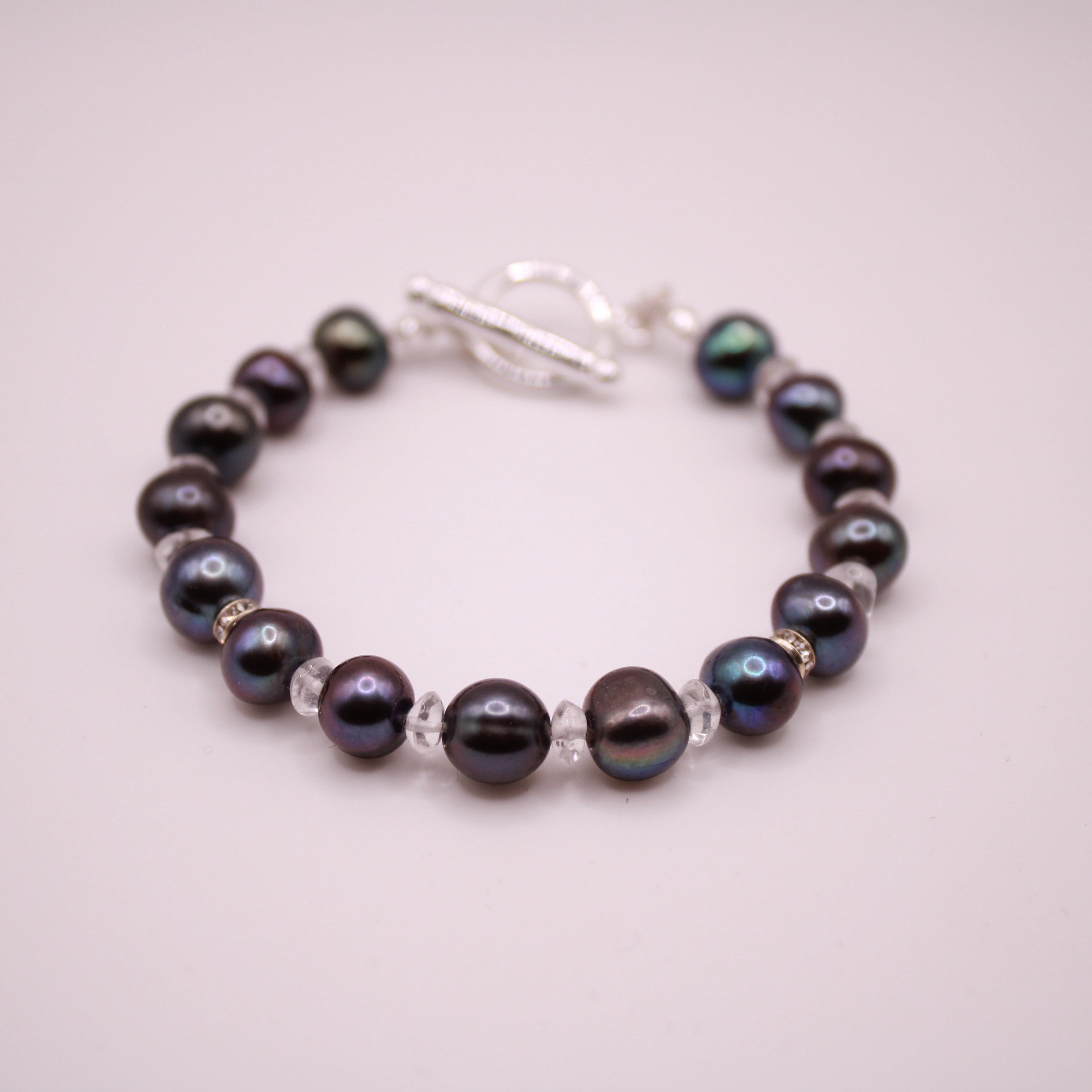 Tahitian Black Pearl & Crystal Bracelet