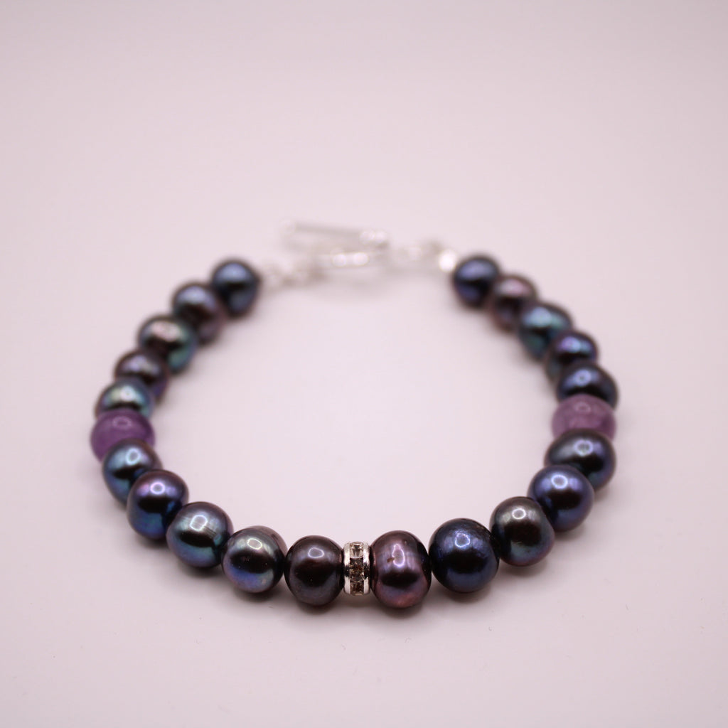 Tahitian Black Pearl & Amethyst Bracelet