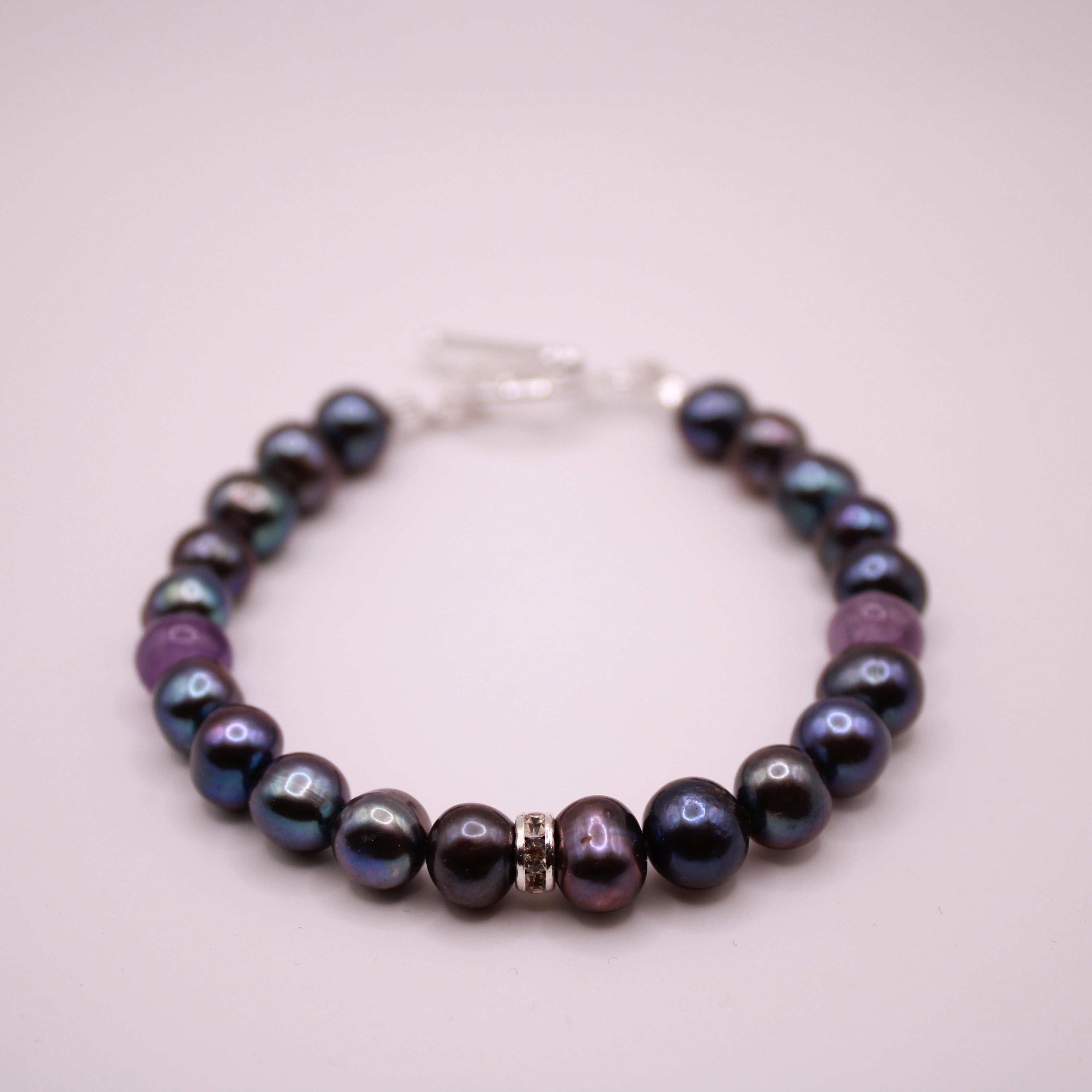 Tahitian Black Pearl & Amethyst Bracelet