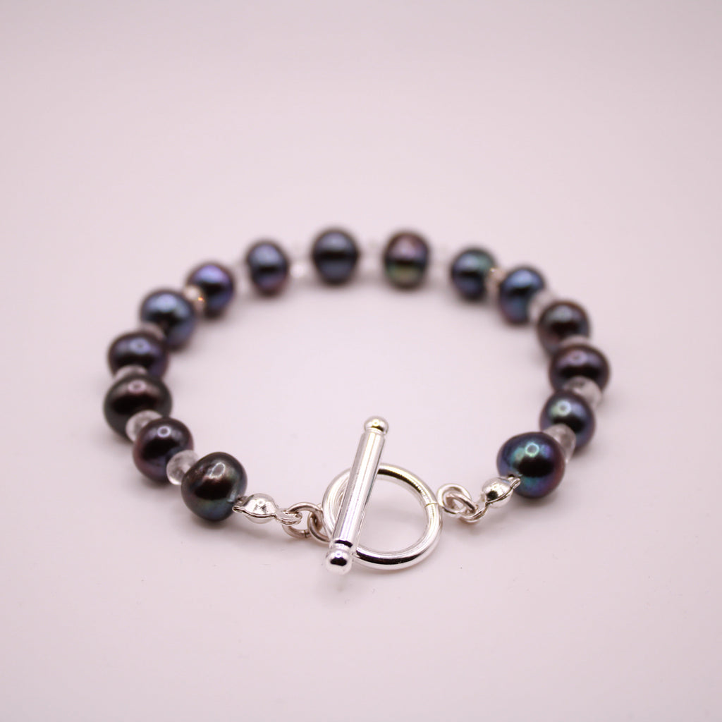 Tahitian Black Pearl & Crystal Bracelet