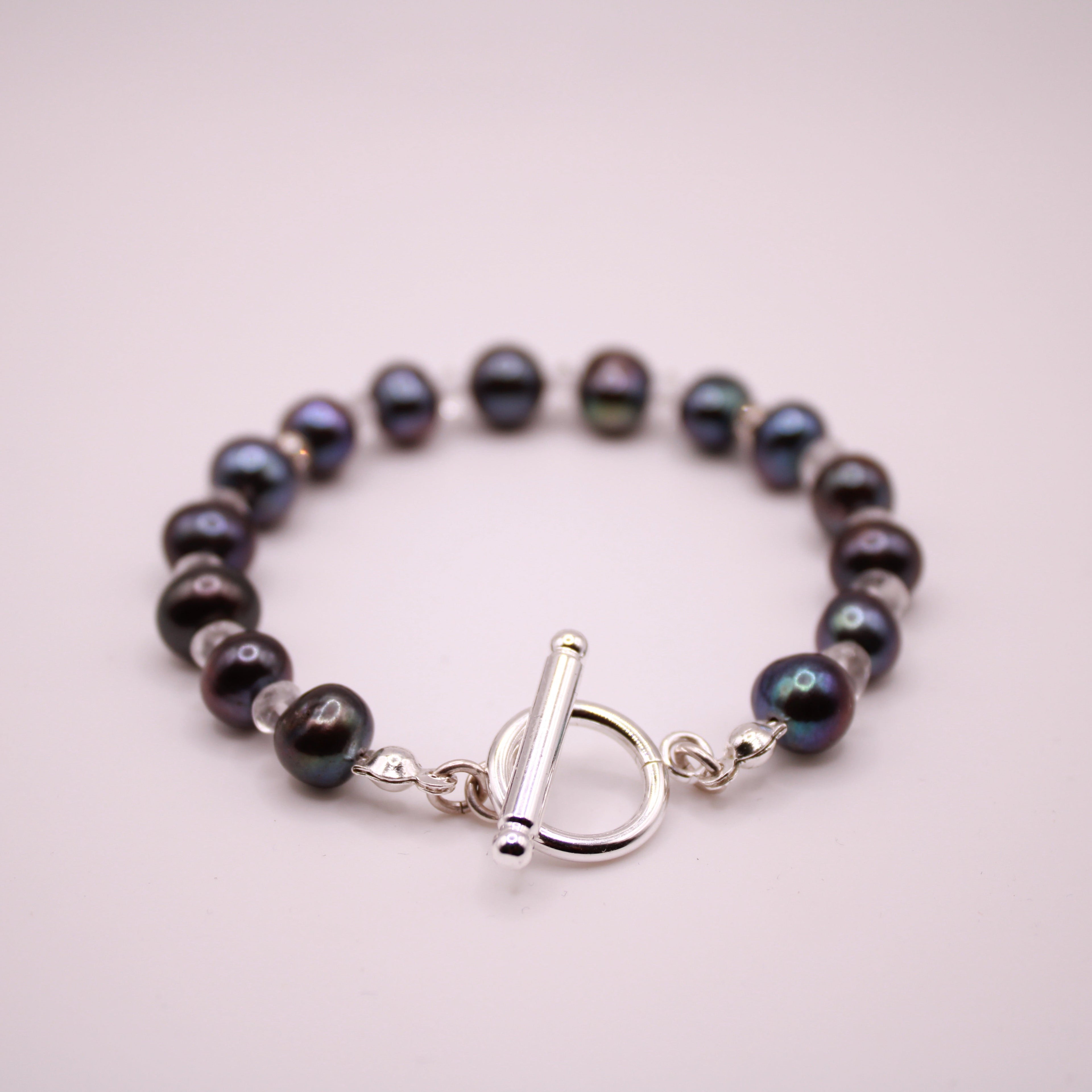 Tahitian Black Pearl & Crystal Bracelet