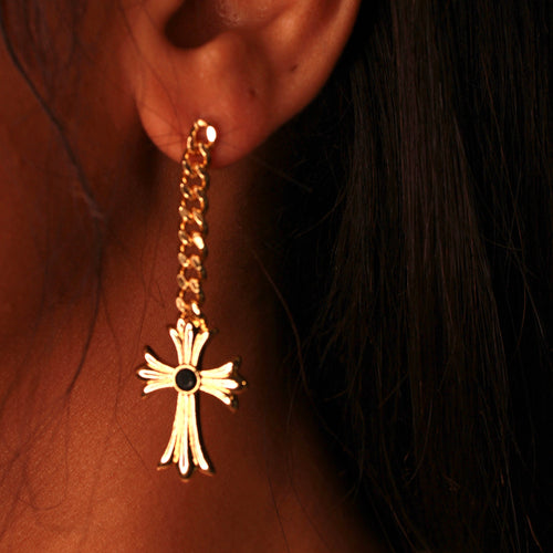 Cross Chain Earrings