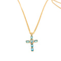 Aquamarine Cross Pendant Necklace