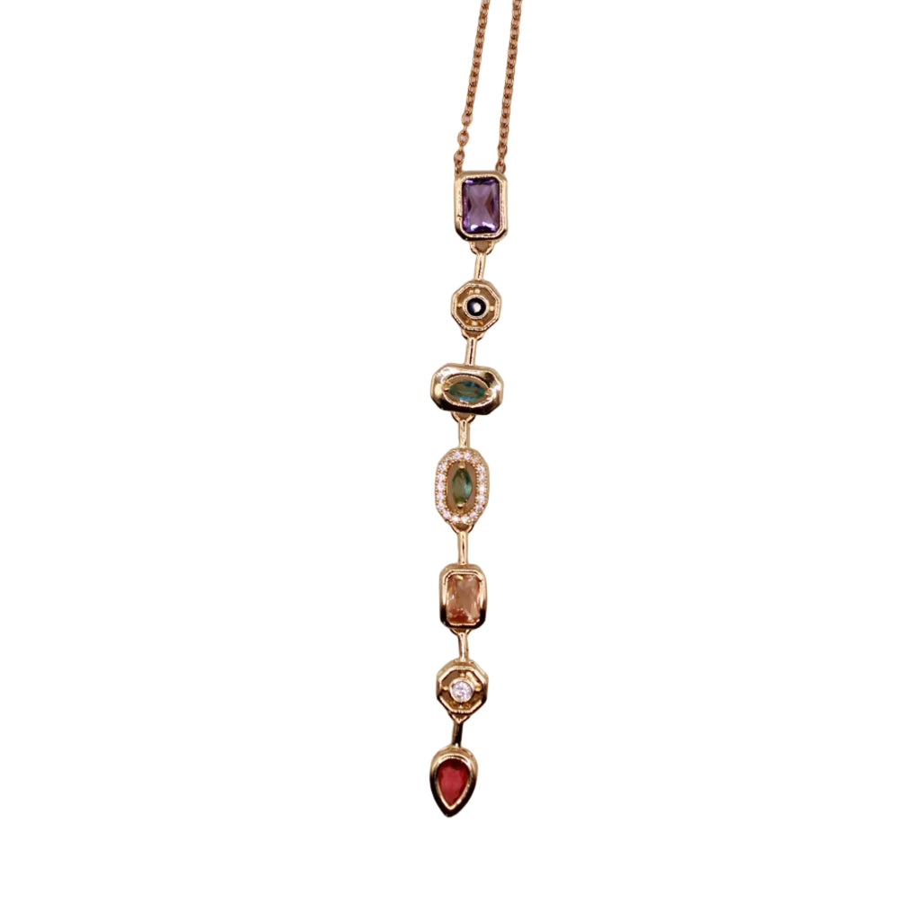 Multi Stone Drop Necklace