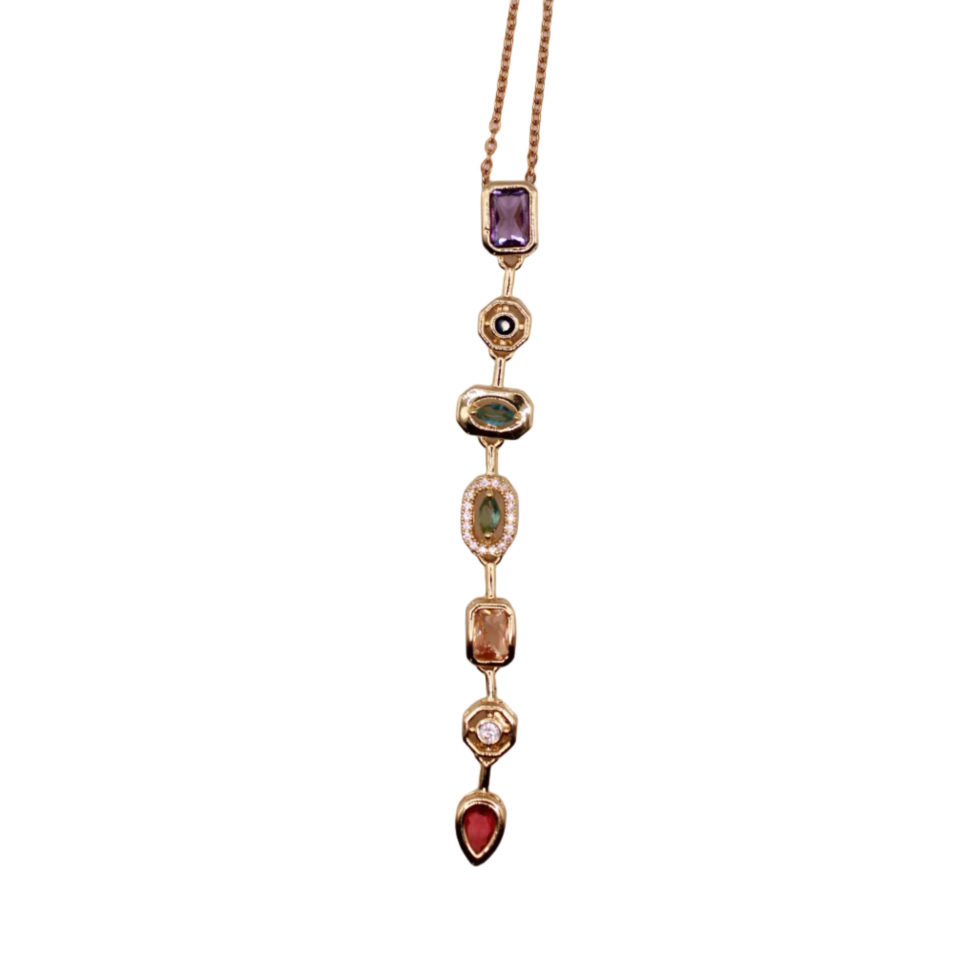 Multi Stone Drop Necklace