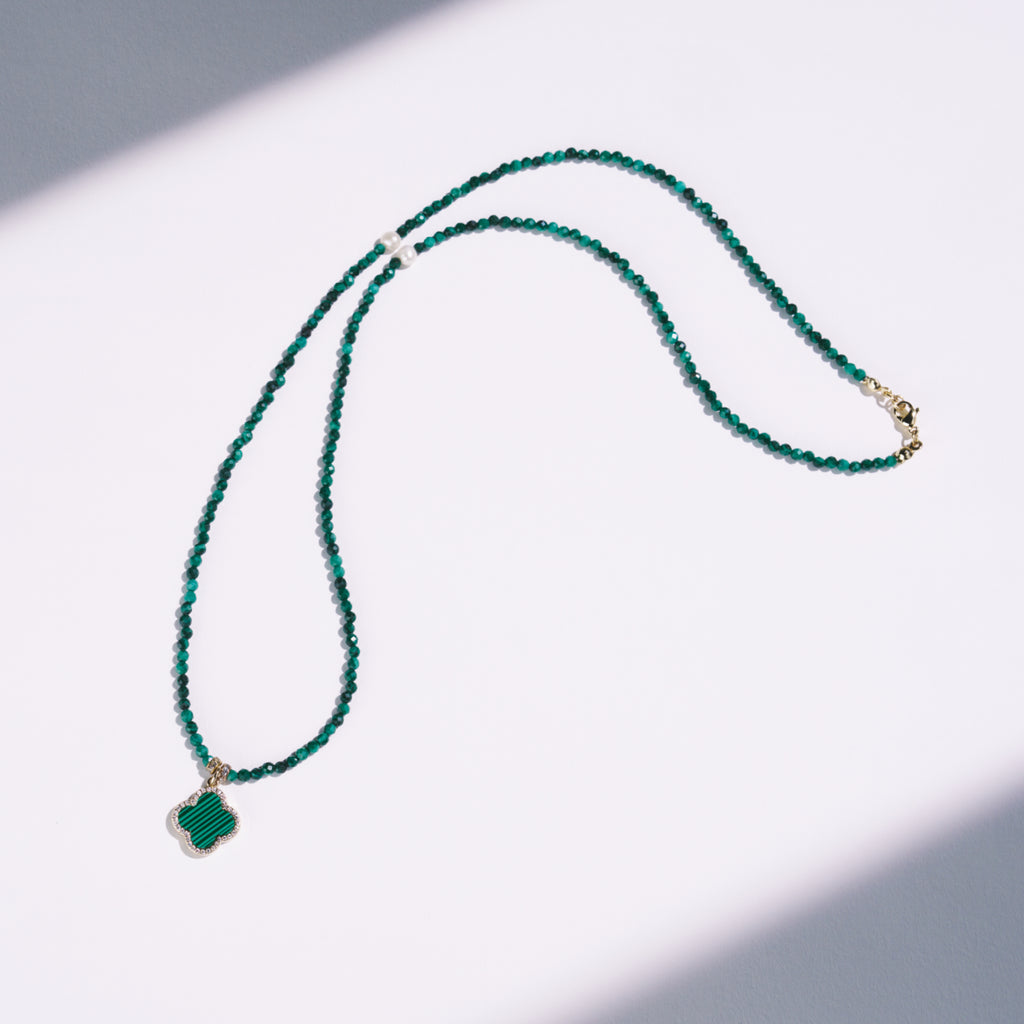 Lucky Clover Malachite Necklace