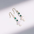 Pearl Cross Earrings w/ Malachite