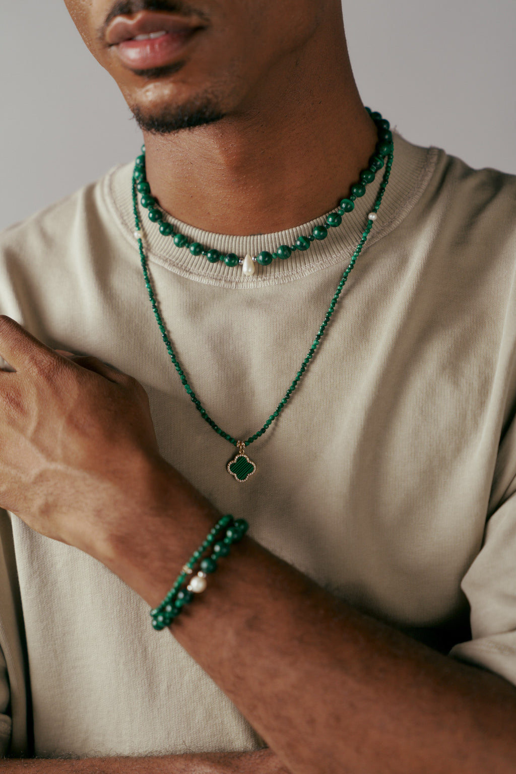 Lucky Clover Malachite Necklace